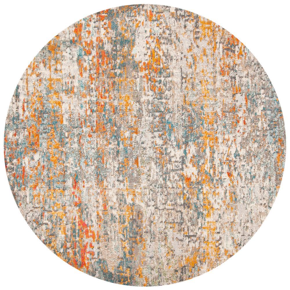 Madison Gray/Orange 9 ft. x 9 ft. Abstract Gradient Round Area Rug price history on PriceWatchPro