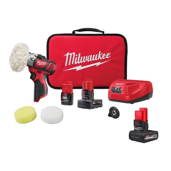 M12 12V Lithium-Ion Cordless Variable Speed Polisher/Sander Kit W/(2) M12 Batteries, Accessories, Charger & Tool Bag