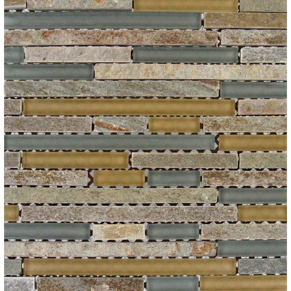 MSI Golden Fields Interlocking 12 in. x 12 in. x 8mm Glass Stone Mesh-Mounted Mosaic Tile (1 sq. ft.)