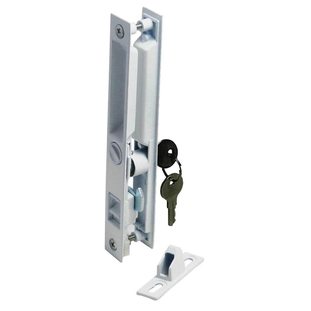 Patio Door White Lock With Key 445w, Pella Hunt Sliding Glass Patio Door Cylinder Lock