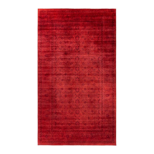 Overdyed Red 8 ft. x 14 ft. Solid Wool Indoor Area Rug