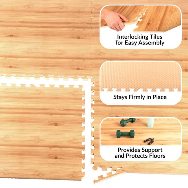 Gymax 12 Pieces EVA Foam Floor Interlocking Tile Mat w/ Natural Wood Grain Gymax 12 Pieces EVA Foam Floor Interlocking Tile Mat w/ Natural Wood Grain