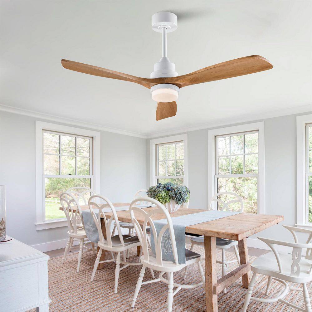 52 in. Indoor/Outdoor White Downrod Mount Standard Ceiling Fan with 3 Solid Wood Blades, Reversible DC Motor and Remote price history on PriceWatchPro
