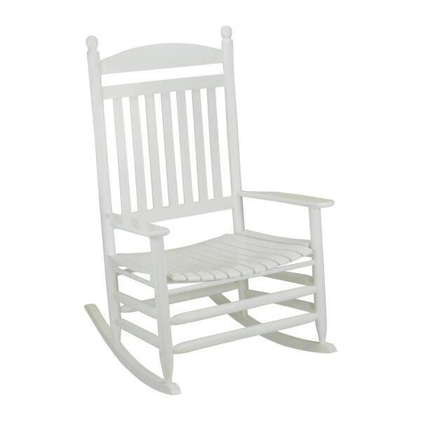 Unbranded Bradley White Slat Jumbo Wood Outdoor Patio Rocking Chair