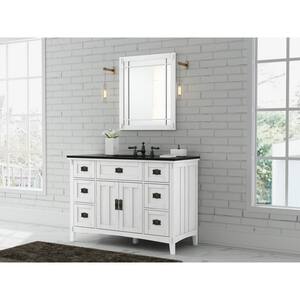 Artisan 48 in. W Bath Vanity in White with Vanity Top in Natural Black with White Basin