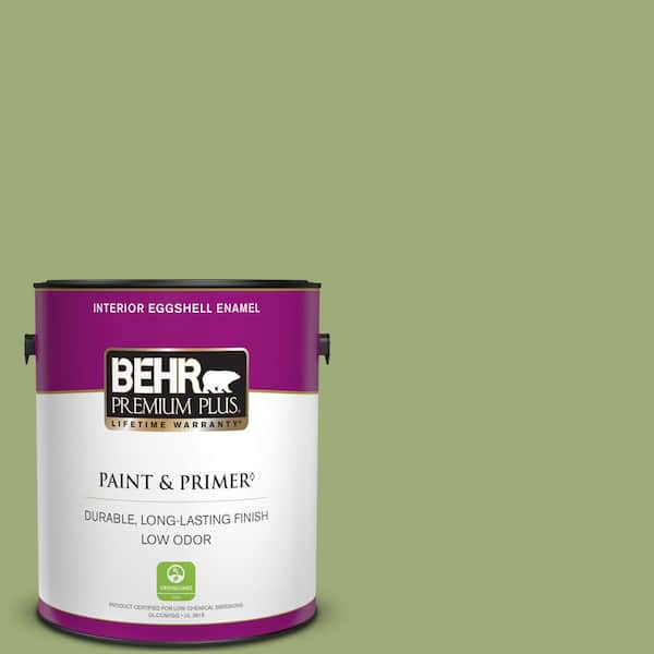 BEHR PREMIUM PLUS 1 gal. #BIC-12 Siamese Green Eggshell Enamel Low Odor Interior Paint & Primer