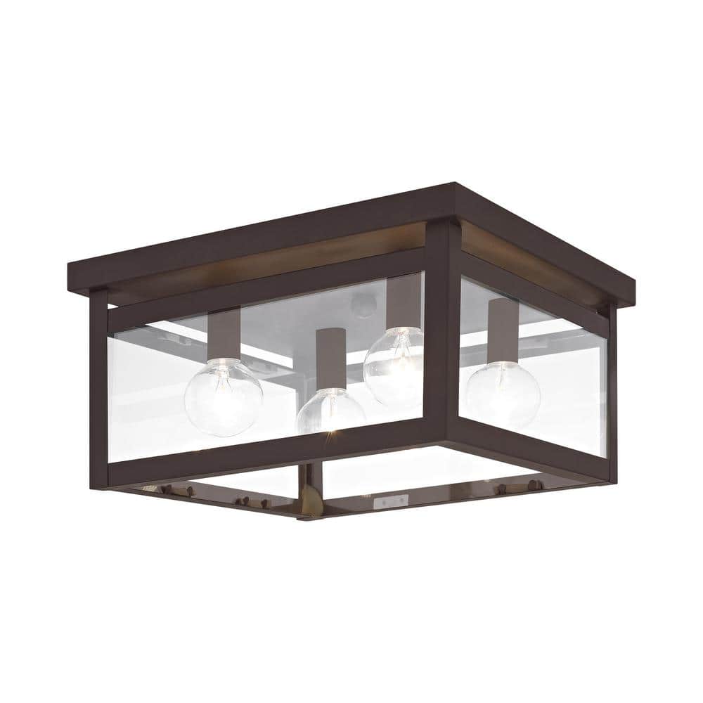 Milford Bronze and Glass 4-Light Ceiling Mount