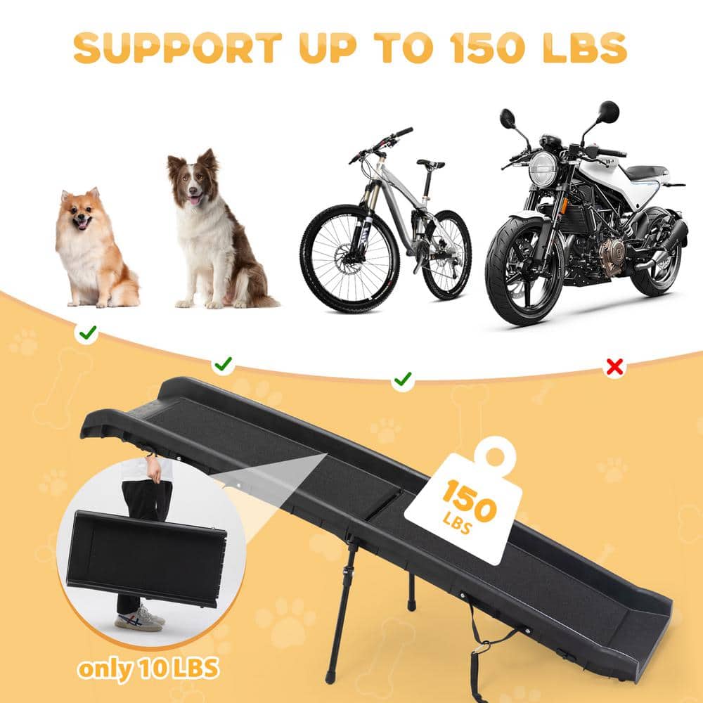 Coziwow 62-Inch Black Foldable Plastic Dog Ramp with Non-Slip Surface