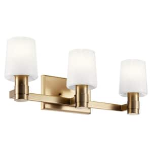 Adani 24 in. 3-Light Champagne Bronze Soft Modern Bathroom Vanity Light with Opal Glass