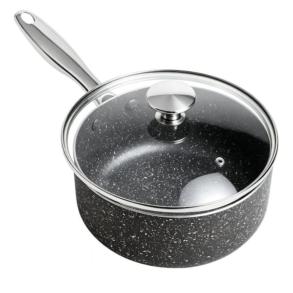 3 qt. Granite Nonstick Sauce Pan with Lid Granite Sauce Pan with Stainless Steel Handle, Saucepan Induction Compatible