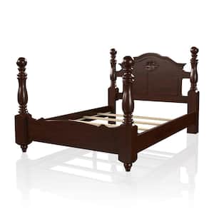 Polasca Glossy Dark Pine Queen Four-Poster Bed
