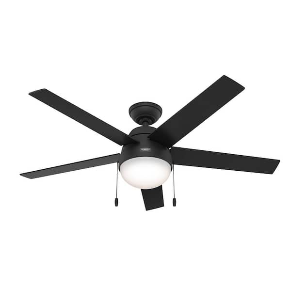 Hunter Anslee 52 in. Indoor Matte Black Ceiling Fan with Light Kit Included