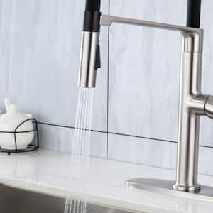 Single Handle Pull Down Sprayer Kitchen Faucet with Magnetic Docking Spray Head in Brushed Nickel
