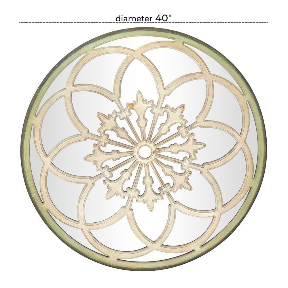 Vintage White Floral Medallion Round Wall Mirror