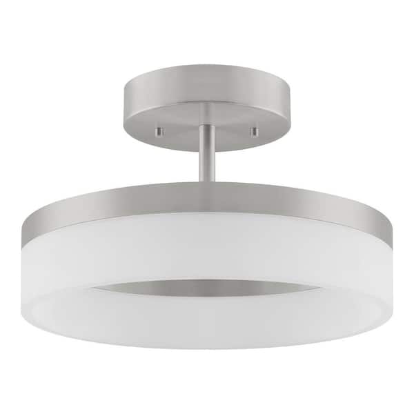 Kipling 13.78 in. Brushed Nickel LED Semi Flush Mount