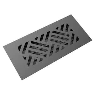 Low Profile 10 in. x 4 in. Steel Floor Register in Black Diagonal Pattern (1-Pack)