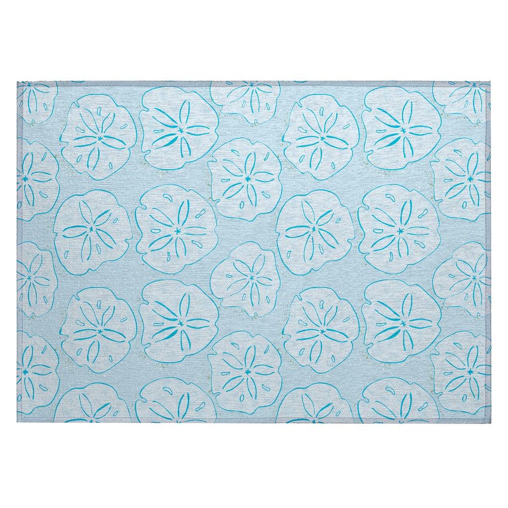 Surfside Blue 1 ft. 8 in. x 2 ft. 6 in. Geometric Indoor/Outdoor Area Rug