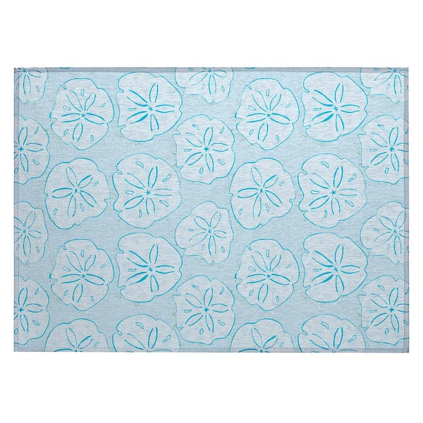 Addison Rugs Surfside Blue 1 ft. 8 in. x 2 ft. 6 in. Geometric Indoor/Outdoor Area Rug