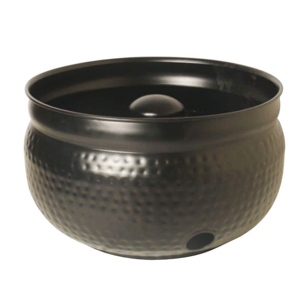 18 in. Round Hammered Hose Pot in Black