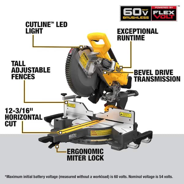 60V Lithium-Ion 12 in. Cordless Sliding Miter Saw (Tool Only) with Heavy Duty Miter Saw Stand