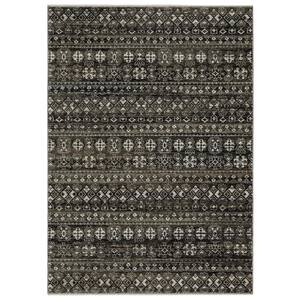 Channing Black/Gray 6 ft. x 9 ft. Tribal Geometric Stripe Polyester Fringe Edge Indoor Area Rug