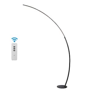 Enzo 68 in. Black Contemporary Minimalist Metal Arc Standard Dimmable Integrated LED Floor Lamp