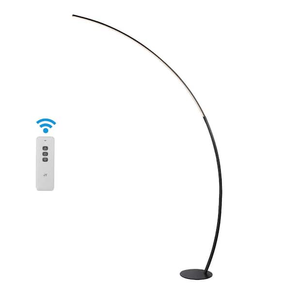 JONATHAN Y Enzo 68 in. Black Contemporary Minimalist Metal Arc Standard Dimmable Integrated LED Floor Lamp