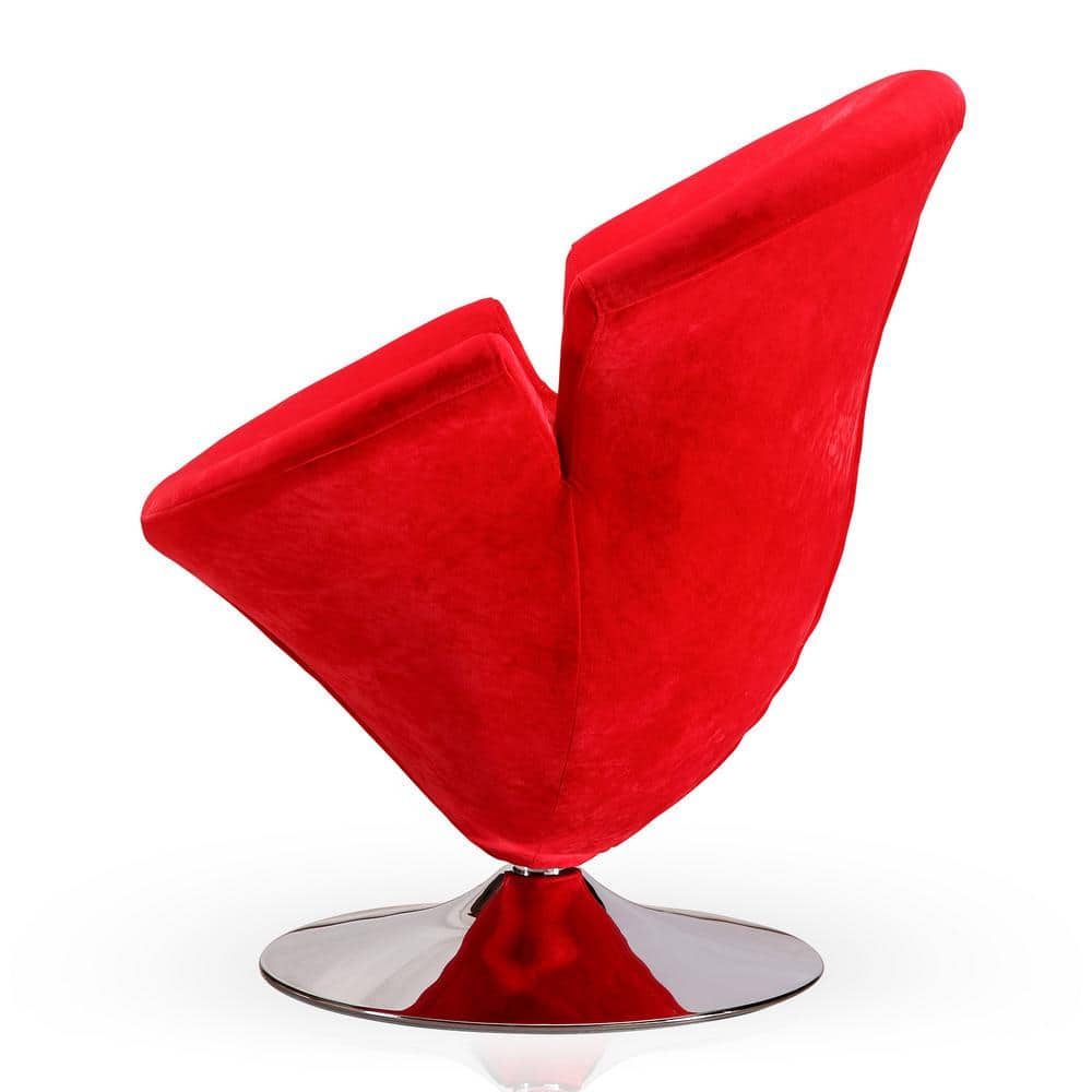 Blossom Red Velvet Barrel Swivel Chair with Chrome Base