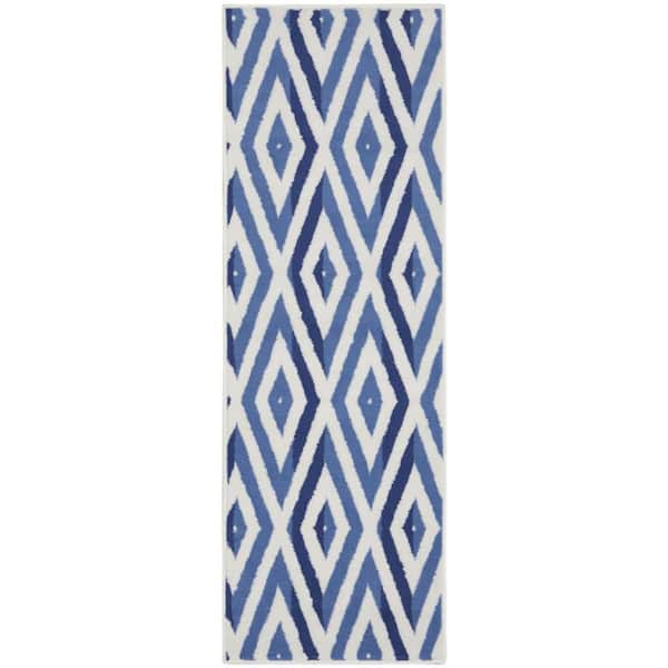 2 ft. x 8 ft. White Geometric Washable Area Rug Runner Rug