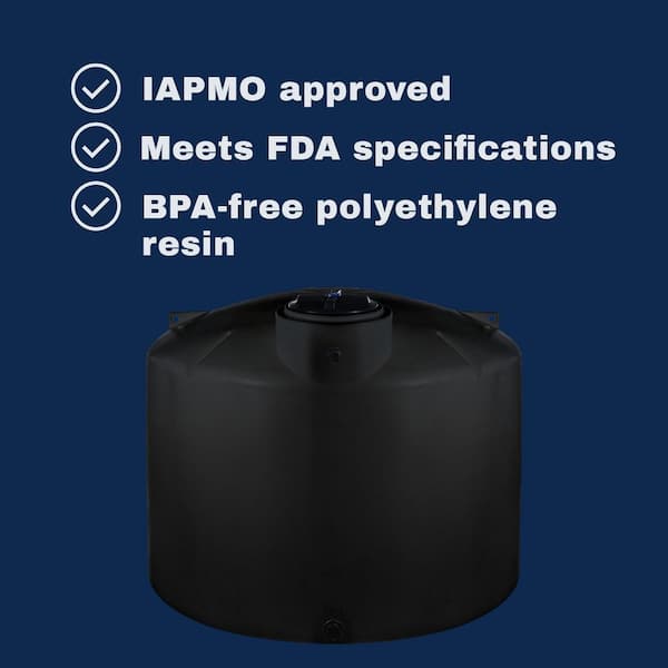 VPC 550 Gal. Black Polyethylene Vertical Water Storage Tank 85