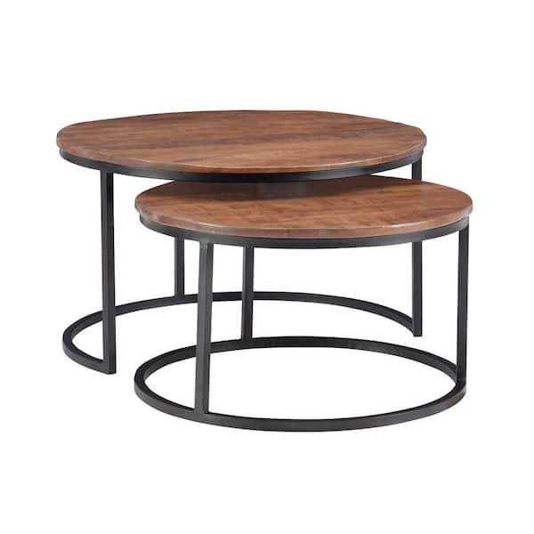 Powell Company Cosimo 31 in. Length Brown 18 in. High Round Mango Wood Nesting Coffee Tables HD1686CT21