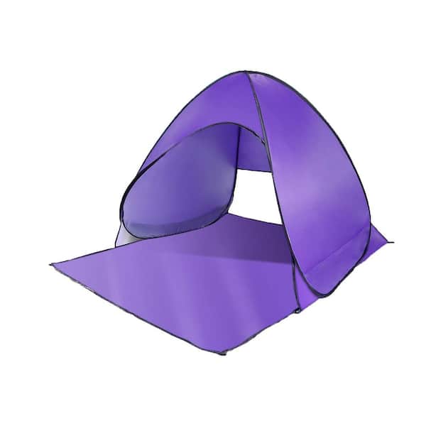5.4 ft. x 4.9 ft. Purple Pop Up Beach Tent Anti-UV and Waterproof Tent Canopy for 2/3 Man with Net Window Storage Bag