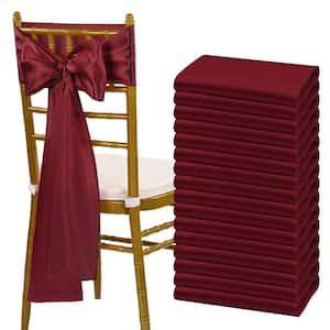 7 in. x 108 in. Satin Chair Sashes Bows Universal Chair Cover for Wedding Event Decorations, Red