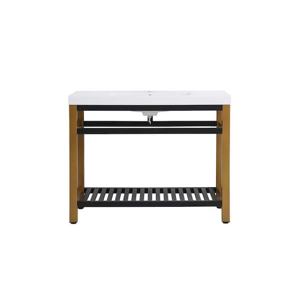 Unbranded Timeless Home 42 in. W x 22 in. D x 34 in. H Single Bathroom Vanity in Golden Black with White Resin Top and White Basin