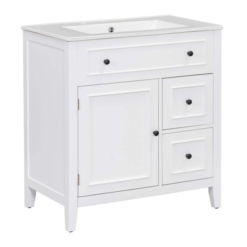 30 in. W x 18.3 in. D x 32.5 in. H Freestanding Bath Vanity in White with W