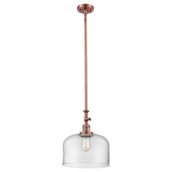 Bell 60-Watt 1-Light Antique Copper Standard Mini Pendant Light with Clear Glass, No Bulbs Included
