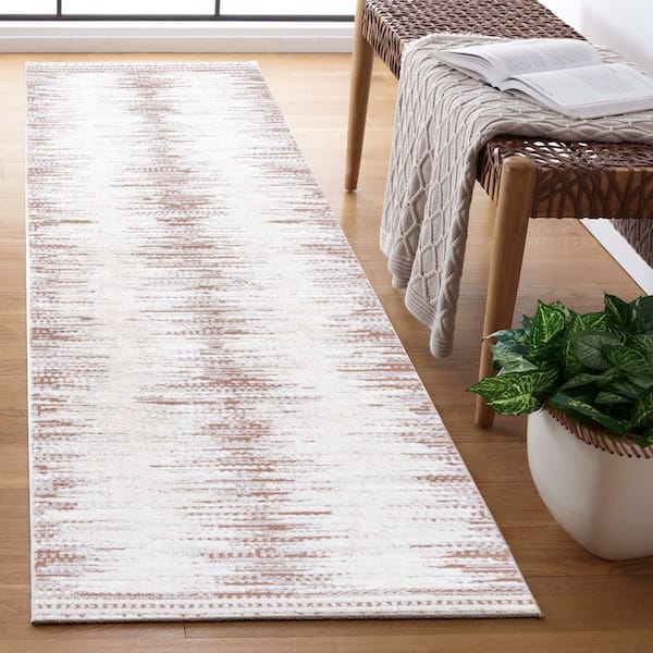 Alamo 2 ft. x 8 ft. Taupe/Ivory Horizontal Transitional Runner Rug