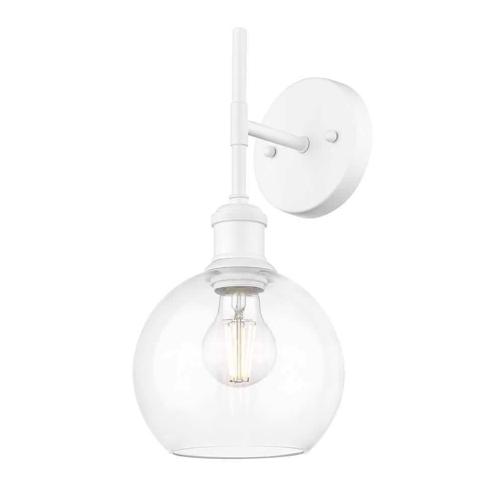 Axel Matte White and Clear Glass Globe Wall Sconce