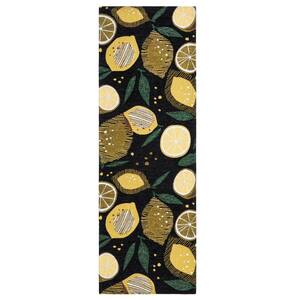 Town & Country Living Everyday Walker Damask Medallion Navy Blue 24 in. x 72 in. Machine Washable Runner Kitchen Mat