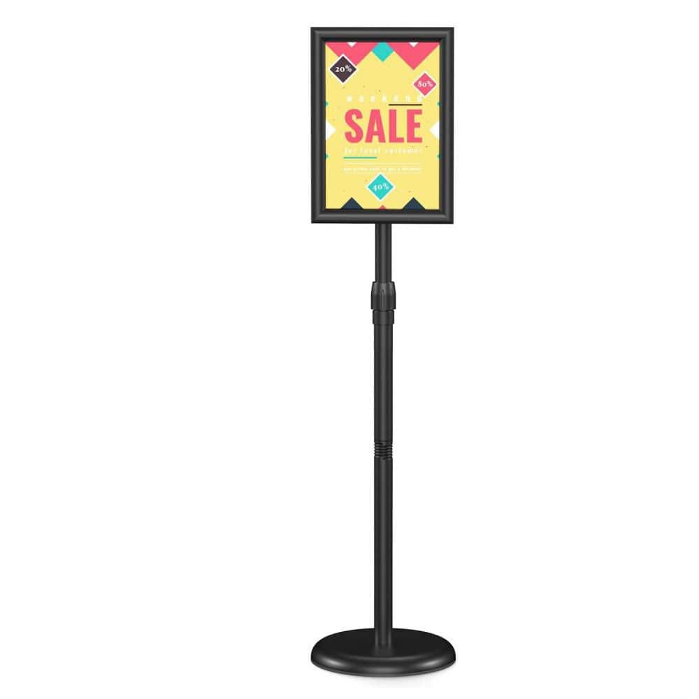 Black 8.5 in. x 11 in. Adjustable Floor Sign Holder with Snap-Open Frame for Malls Schools and Restaurants (1-Pack) price history on PriceWatchPro