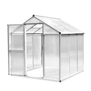 6 ft L. x 6 ft. W Stable Outdoor Walk-In Garden Greenhouse with Roof Vent for Plants, Herbs and Vegetables
