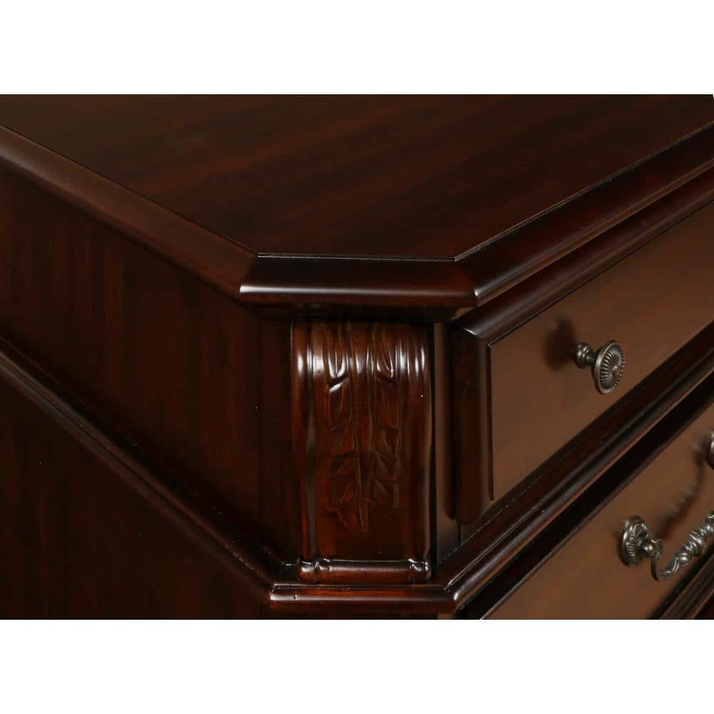 Tudor Brown Wood 66" 9-Drawer Dresser with Mirror