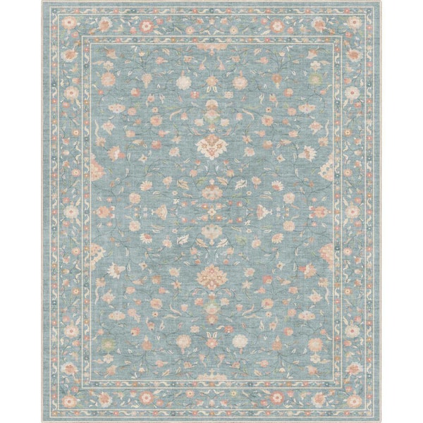 Apollo Serapi Yazd Traditioal Floral, Blue 5 ft. 3 in. x 7 ft. 3 in. Area Rug