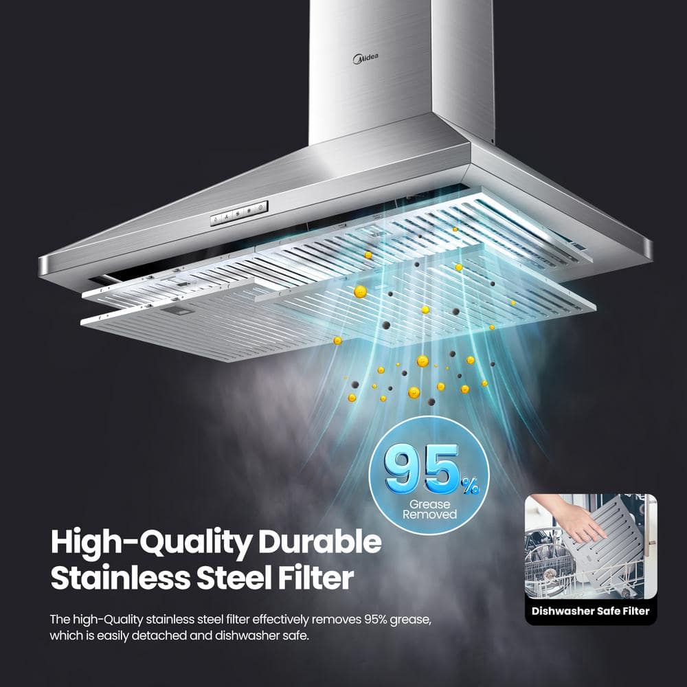 Midea 30-Inch Stainless Steel Convertible Wall Mounted Range Hood