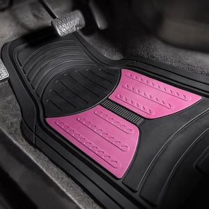 Pink Trimmable Liners Heavy Duty Tall Channel Floor Mats - Universal Fit for Cars, SUVs, Vans and Trucks - Full Set