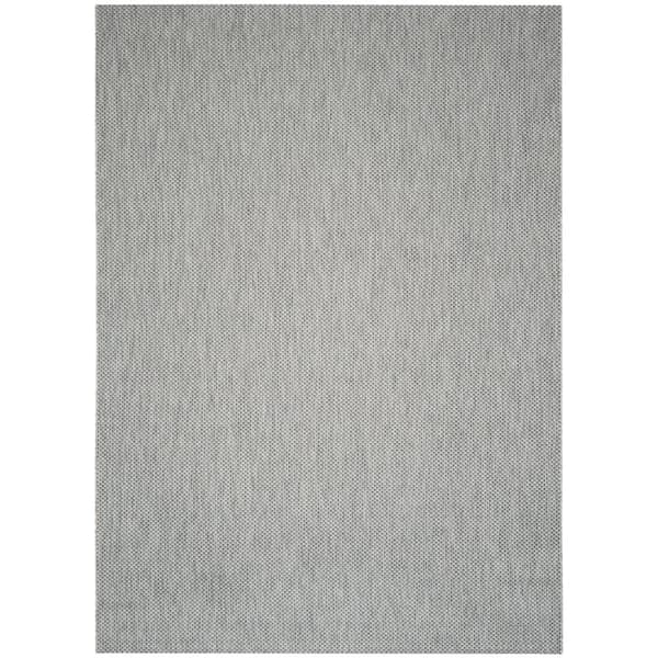 Courtyard Gray/Navy 8 ft. x 11 ft. Solid Indoor/Outdoor Patio  Area Rug