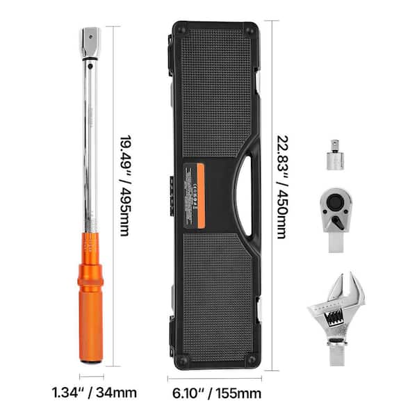 VEVOR Adjustable Click Torque Wrench, 1/2 in. Drive, 20-160 lbf-ft