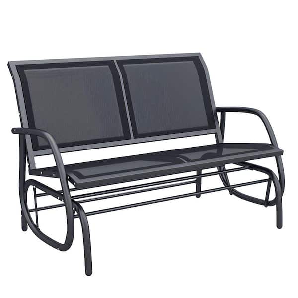 Metal Double Seat Glider Outdoor Glider Bench, Patio Double Swing Rocking Chair