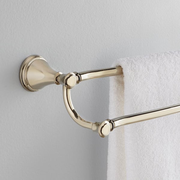 Cassidy 24 in. Wall Mount Double Towel Bar Bath Hardware Accessory in Polished Nickel