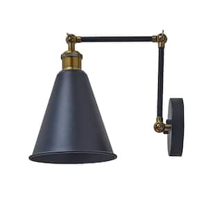 Modern Life 7.5 in. 1-Light Black Style Smart Home Wall Sconce with Globe Shade